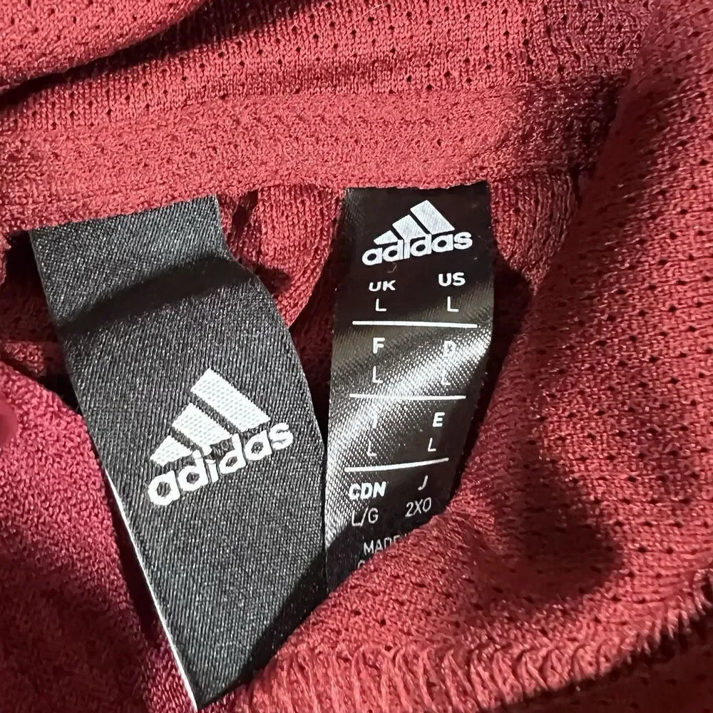 Adidas Climawarm Burbundy Logo Pullover Hoodie Sweatshirt Men's Size Large
